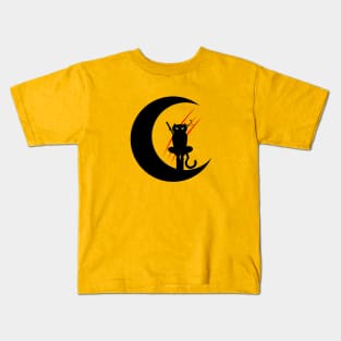 Half Moon and a Ninja Cat Kids T-Shirt